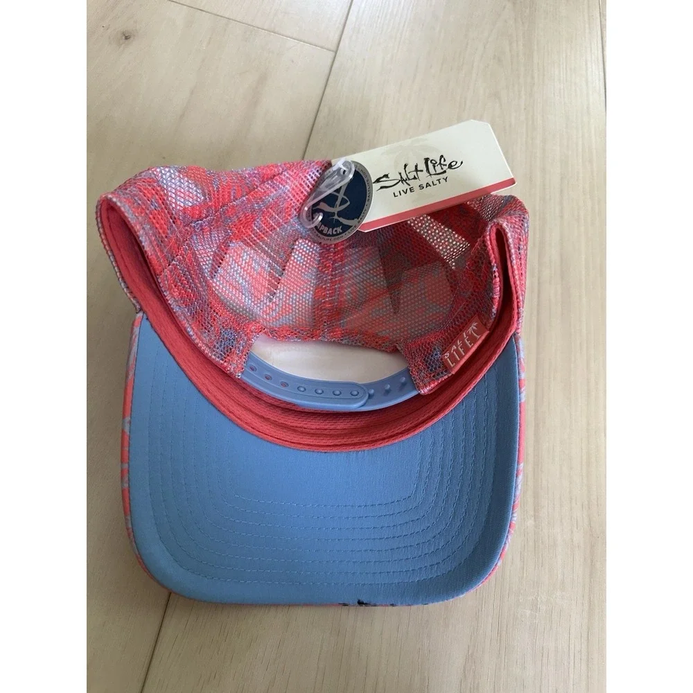 Salt Life Pink Tropical Print  Adjustable Snap Back Hat